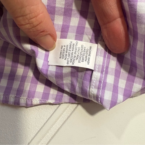Vineyard Vines Boys Gingham Checked Button Down Shirt Purple/White Size Large - Picture 7 of 7